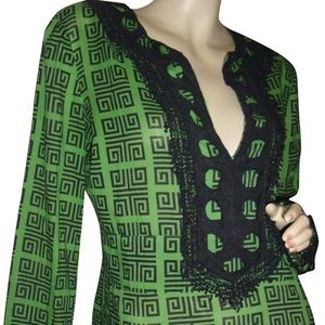 Tory Burch Green and Navy Top Tunic